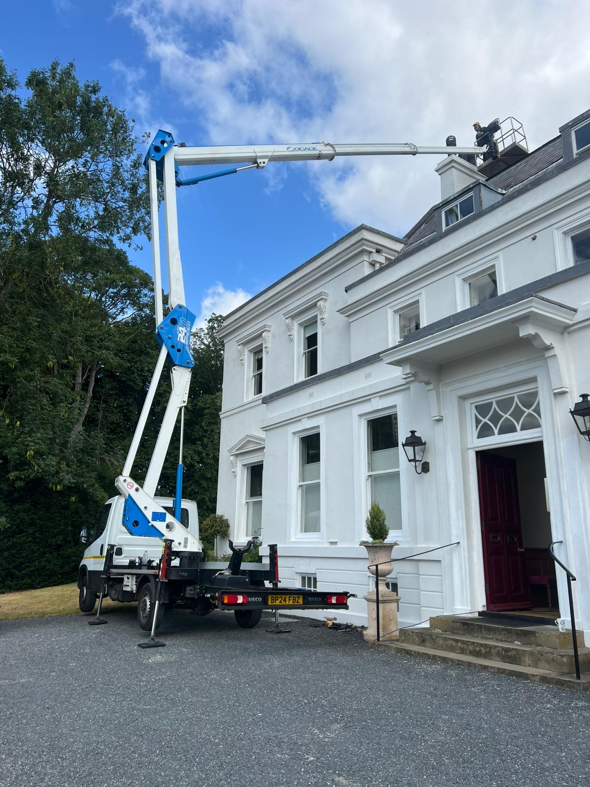 Chimney repair from cherry picker in Henlow